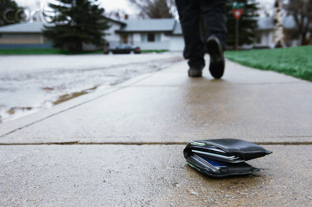 Lost wallet on sidewalk