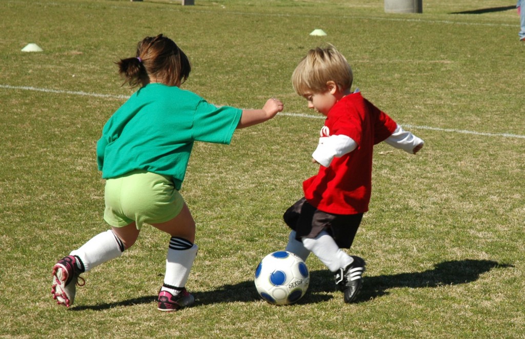 Kids playing soccer