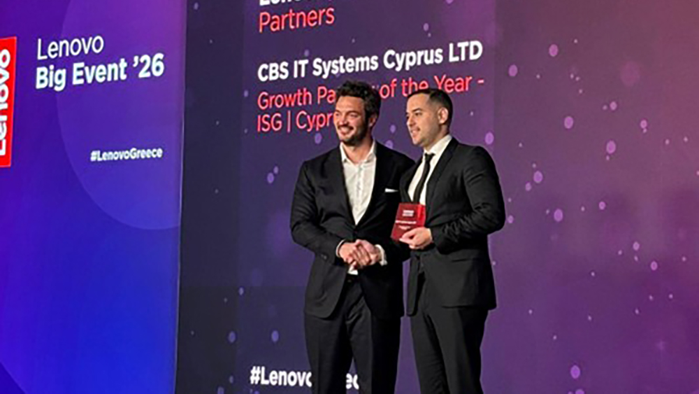 Η CBS IT Systems Cyprus βραβεύτηκε από τη Lenovo ως Growth Partner of the Year ISG Cyprus